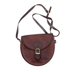 Aussie Bush Kangaroo Leather Saddle Crossbody Bag Brown 7.5” Australia
